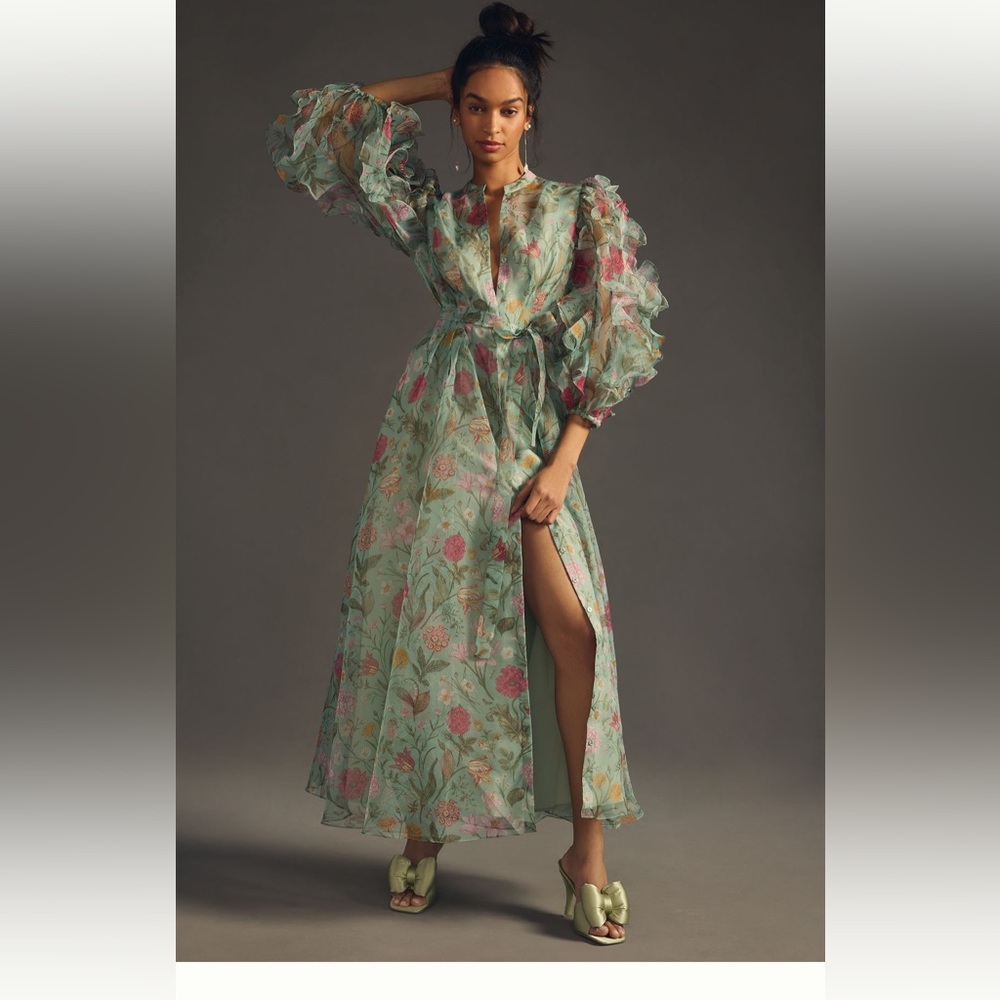 ANTHROPOLOGIE PANKAJ & NIDHI RUFFLE SLEEVE DRESS ✨